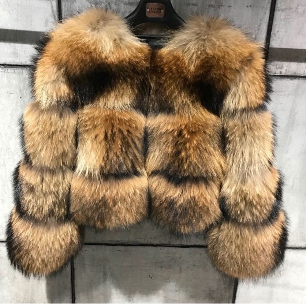 Raccoon bomber - 100% real raccoon fur size large fits like a medium